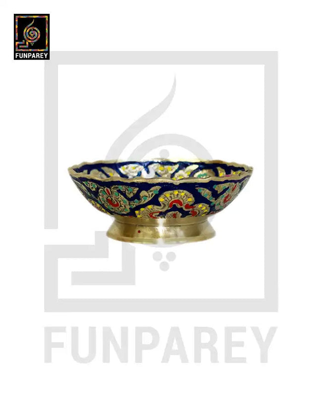 Brass Decorative Snack Bowl 4" SMALL With Floral Design Main Image