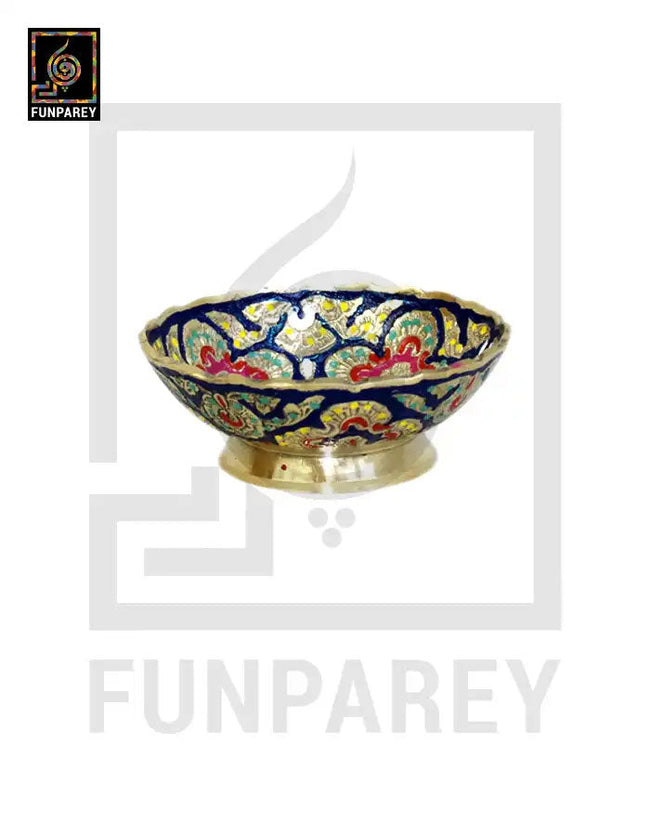 Brass Decorative Snack Bowl 4" SMALL With Floral Design Hover Image