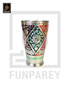 Brass Glass with Colorful Insized Design 5"