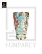 Brass Glass with Colorful Insized Design 5"