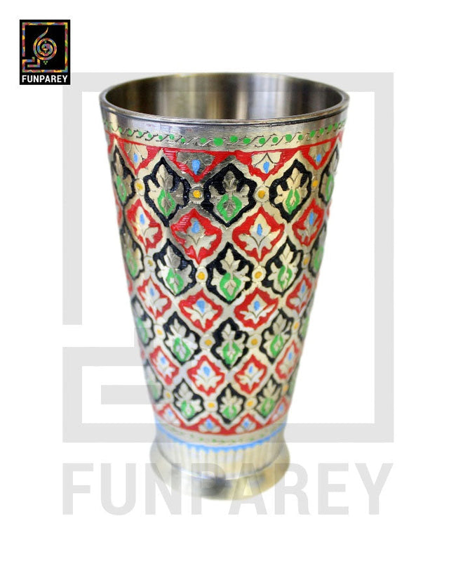 Brass Glass with Colorful Insized Design 6" Main Image