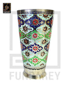 Brass Glass with Colorful Insized Design 6"