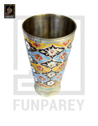 Brass Glass with Colorful Insized Design 6"