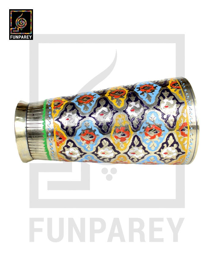 Brass Glass with Colorful Insized Design 6"
