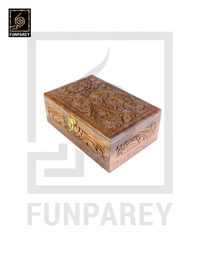 Hand Carved Premium Wooden Jewelry Box 7/10 Main Image
