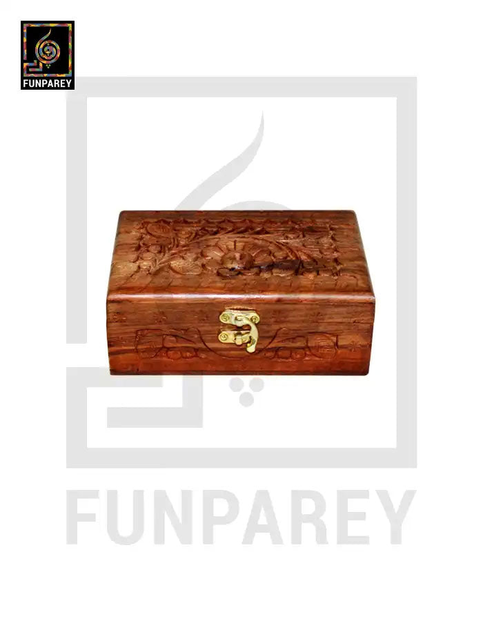 Hand Carved Wooden Jewelry Box 4/6