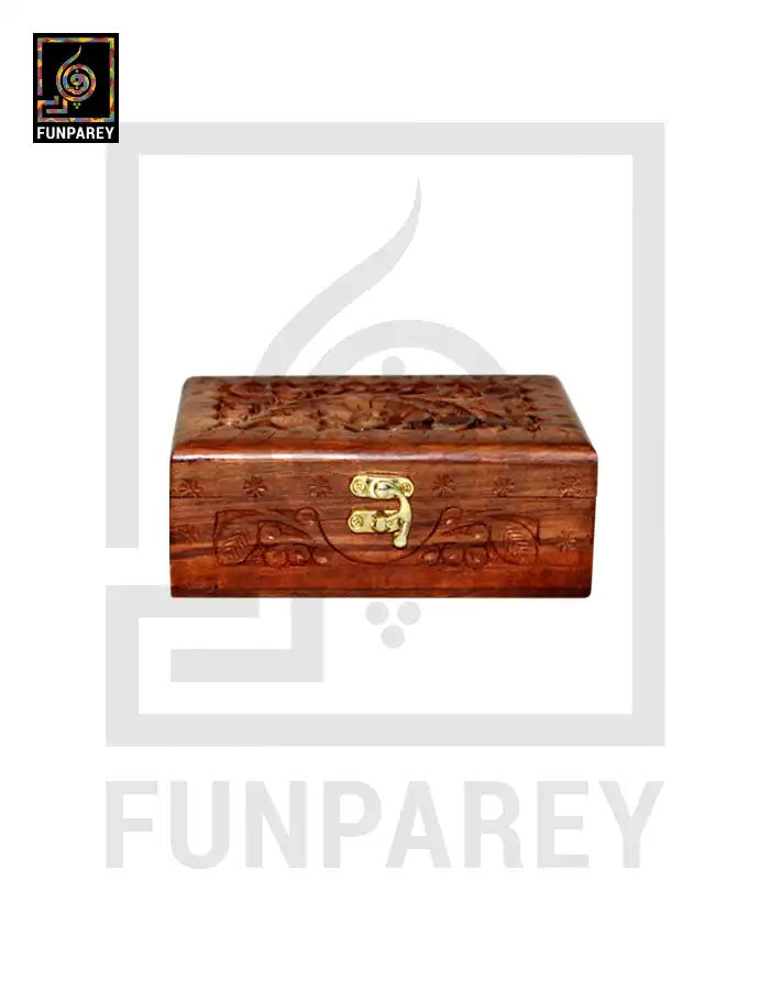 Hand Carved Wooden Jewelry Box 4/6
