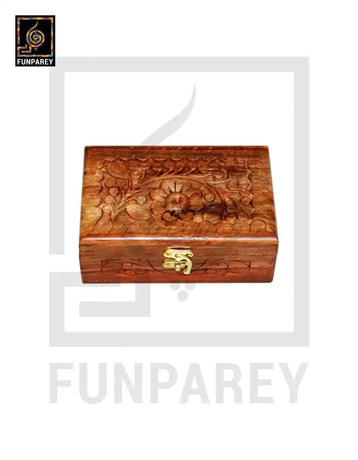 Hand Carved Wooden Jewelry Box 4/6