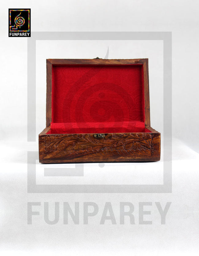 Hand Carved Wooden Jewelry Box 7/10 Main Image