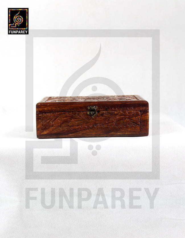 Hand Carved Wooden Jewelry Box 7/10 Hover Image