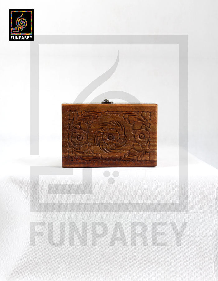 Hand Carved Wooden Jewelry Box 8/5