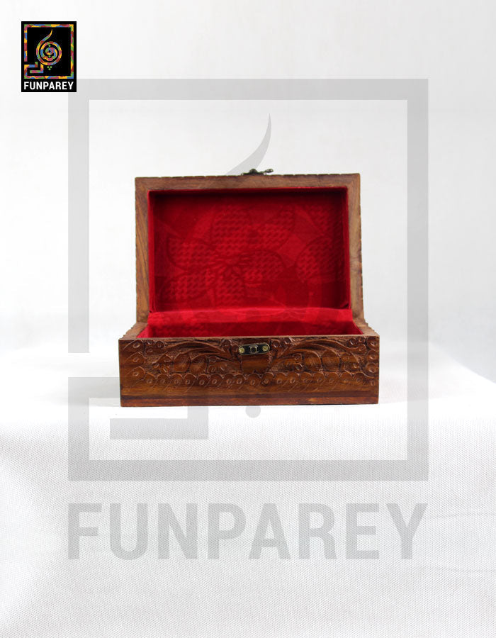 Hand Carved Wooden Jewelry Box 8/5