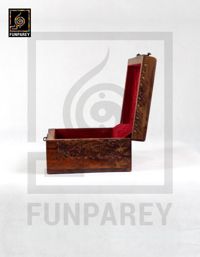 Hand Carved Wooden Jewelry Box 8/5
