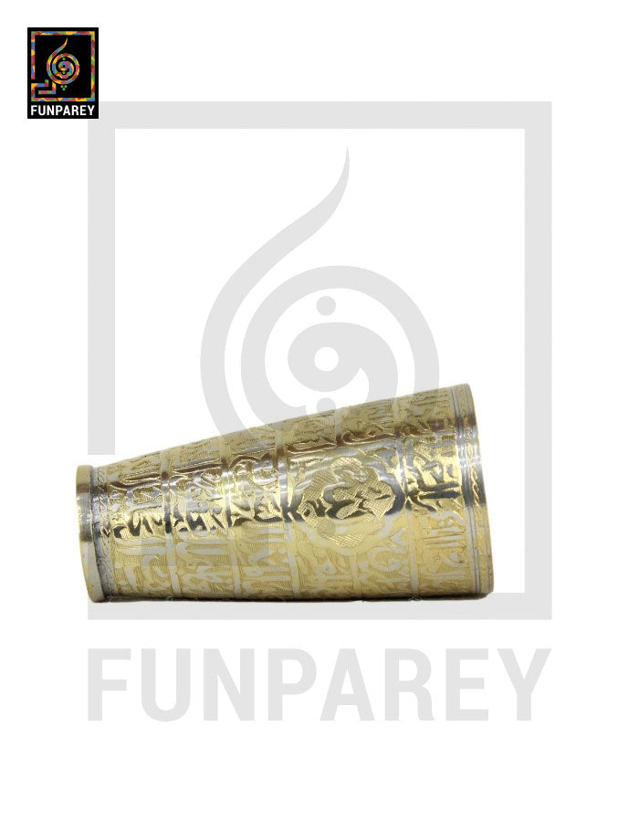 Handcrafted Brass Glass Golden Pair with Embossed "Asma ul Husna" and "Asma e Mohammad"