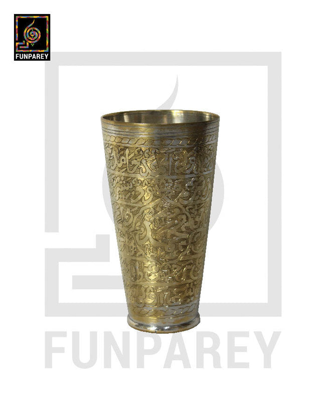 Handcrafted Brass Glass with Embosed 'Asma-e-Muhammad (saw) Main Image