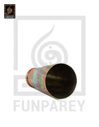 Handcrafted Brass Glass with Embossed Colorful Motif Designs