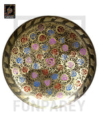 Handmade 12" Brass Fancy Saucer with Multicolor Motif
