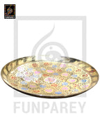 Handmade 12" Brass Fancy Saucer with Multicolor Motif