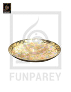 Handmade 12" Brass Fancy Saucer with Multicolor Motif