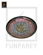 Handmade 12" Brass Saucer/Bowl with Colored Motif