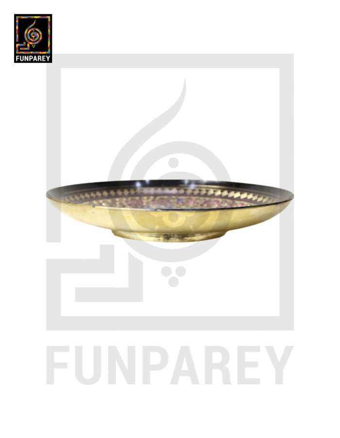 Handmade 12" Brass Saucer/Bowl with Colored Motif