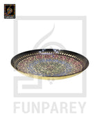 Handmade 12" Brass Saucer/Bowl with Colored Motif