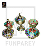 Handmade Decorative Brass Bowl with Lid Set (5 Pieces) (SMALL)