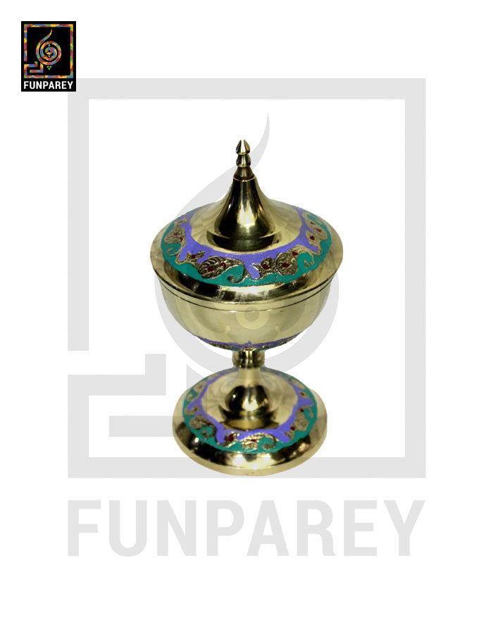 Handmade Decorative Brass Bowl with Lid Set (5 Pieces) (SMALL)
