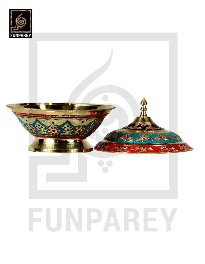 Handmade Decorative Brass Bowl with Lid (SMALL)