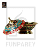 Handmade Decorative Brass Bowl with Lid (SMALL)