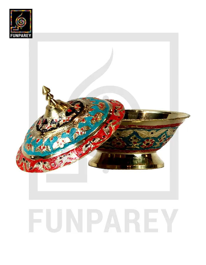 Handmade Decorative Brass Bowl with Lid (SMALL)