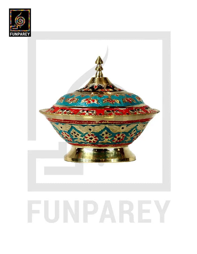 Handmade Decorative Brass Bowl with Lid (SMALL) Hover Image