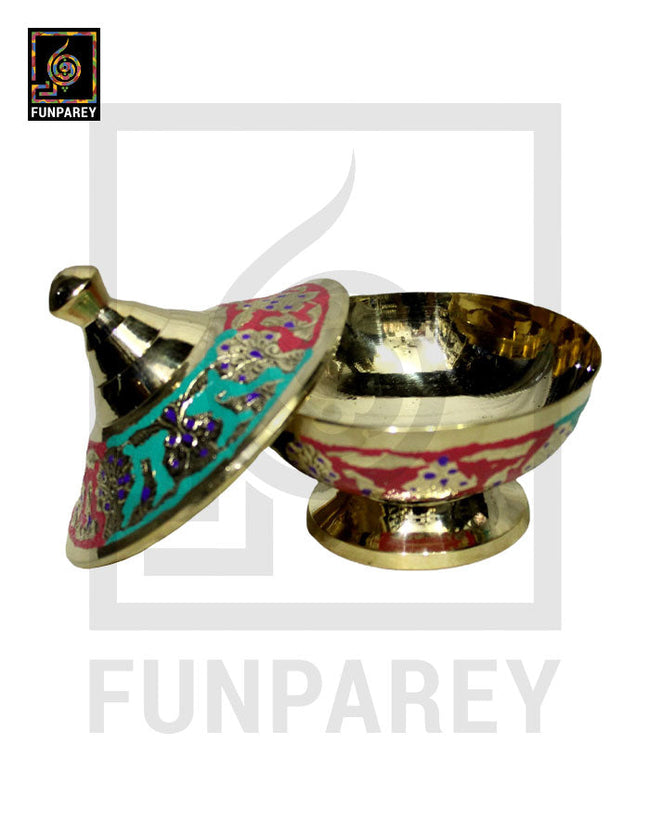 Handmade Decorative Distinct Brass Bowl with Lid (SMALL) Main Image
