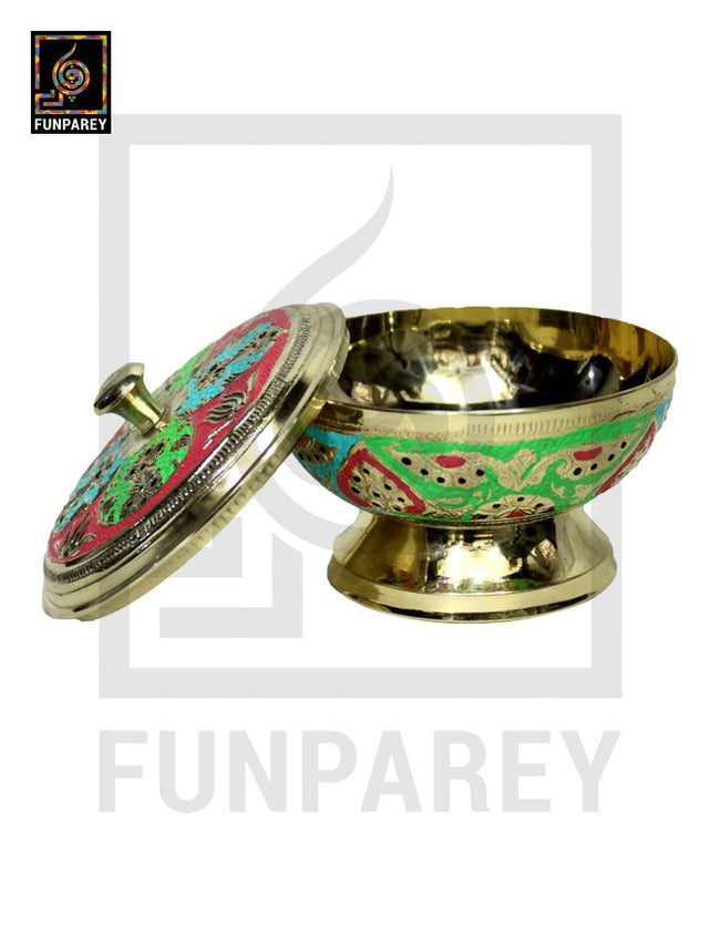 Handmade Decorative Flathead Brass Bowl with Lid (SMALL) Main Image