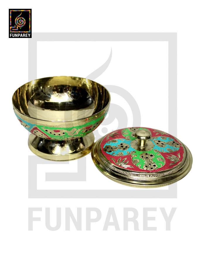 Handmade Decorative Flathead Brass Bowl with Lid (SMALL)