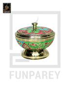 Handmade Decorative Flathead Brass Bowl with Lid (SMALL)