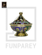 Handmade Decorative Rimmed Brass Bowl with Lid (SMALL)
