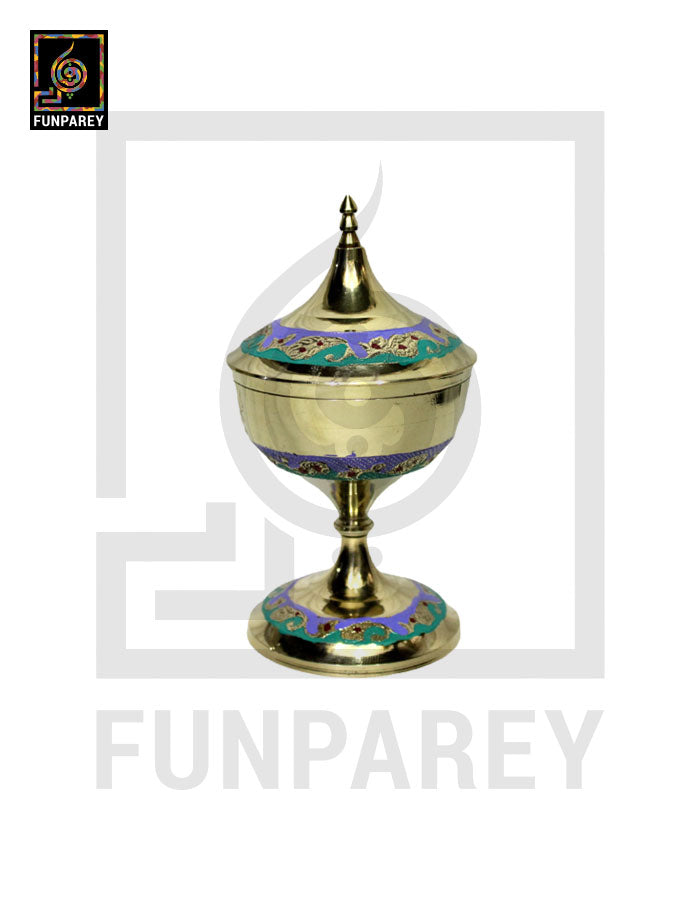 Handmade Decorative Tall Brass Bowl with Lid (TALL SMALL)
