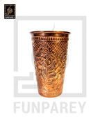 Handmade Full Copper Glass With Etched Motif Medium