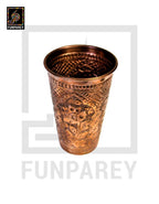Handmade Full Copper Glass With Etched Motif Medium