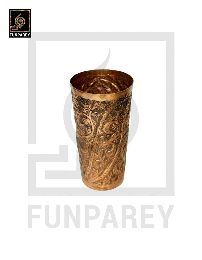 Handmade Full Copper Glass With Etched Motif Medium