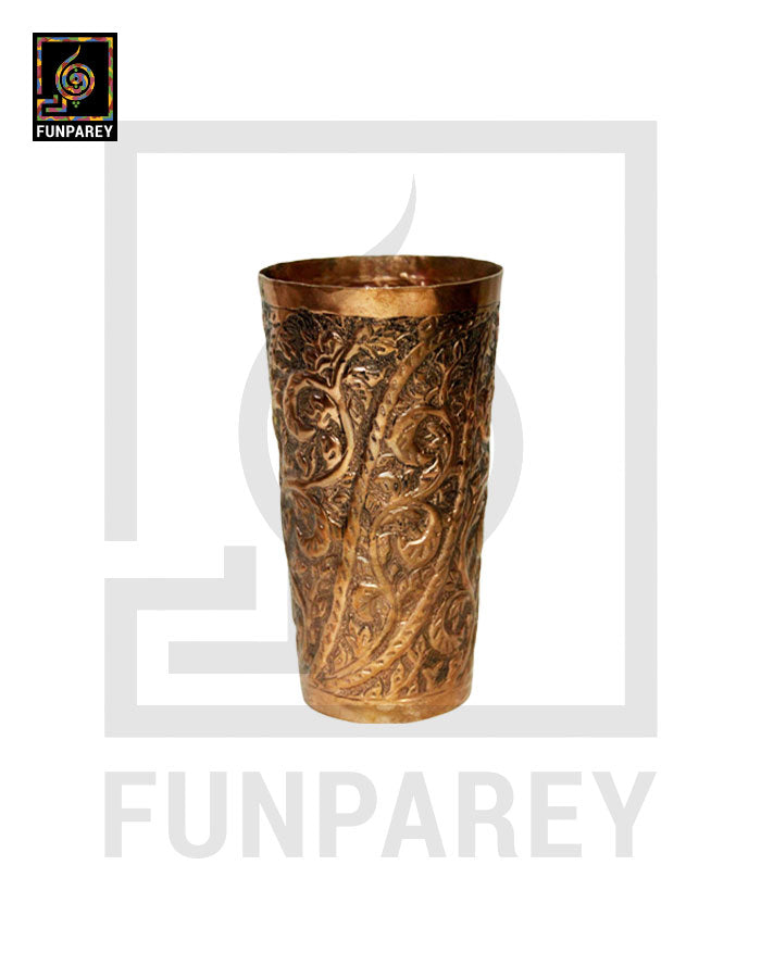 Handmade Full Copper Glass With Etched Motif Medium