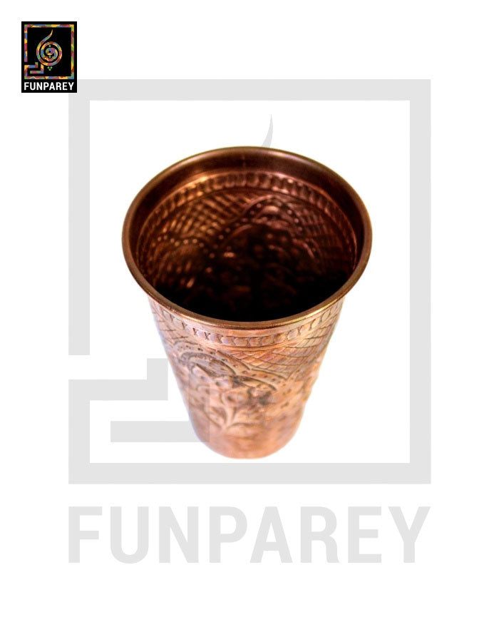 Handmade Full Copper Glass With Etched Motif Medium