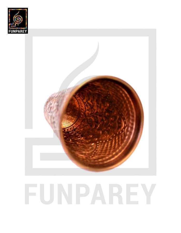 Handmade Full Copper Glass With Etched Motif Medium