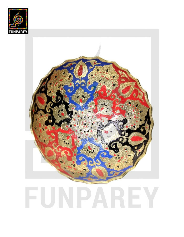 Handmade Multicolor 8" LARGE Brass Bowl Set (3 Pieces)