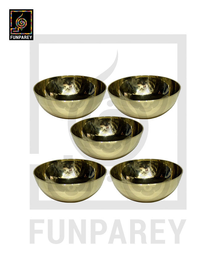 Premium 5" Brass Bowl Set (5 Pieces) (SMALL)