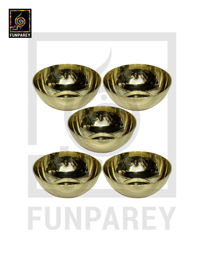 Premium 5" Brass Bowl Set (5 Pieces) (SMALL)