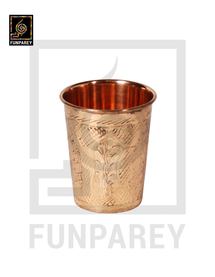 Premium Copper Drinking Glass Small Engraved