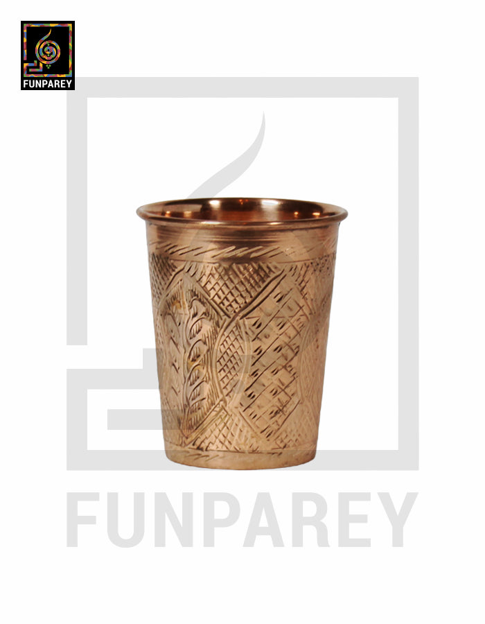 Premium Copper Drinking Glass Small Engraved