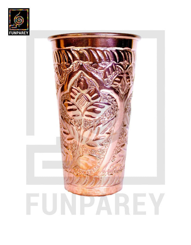 Premium Copper Glass With Etched Motif Work Large Main Image